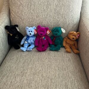 Ty Beanie Babies Teddy Bear Bundle 5 total All have Original Hang Tags Clean